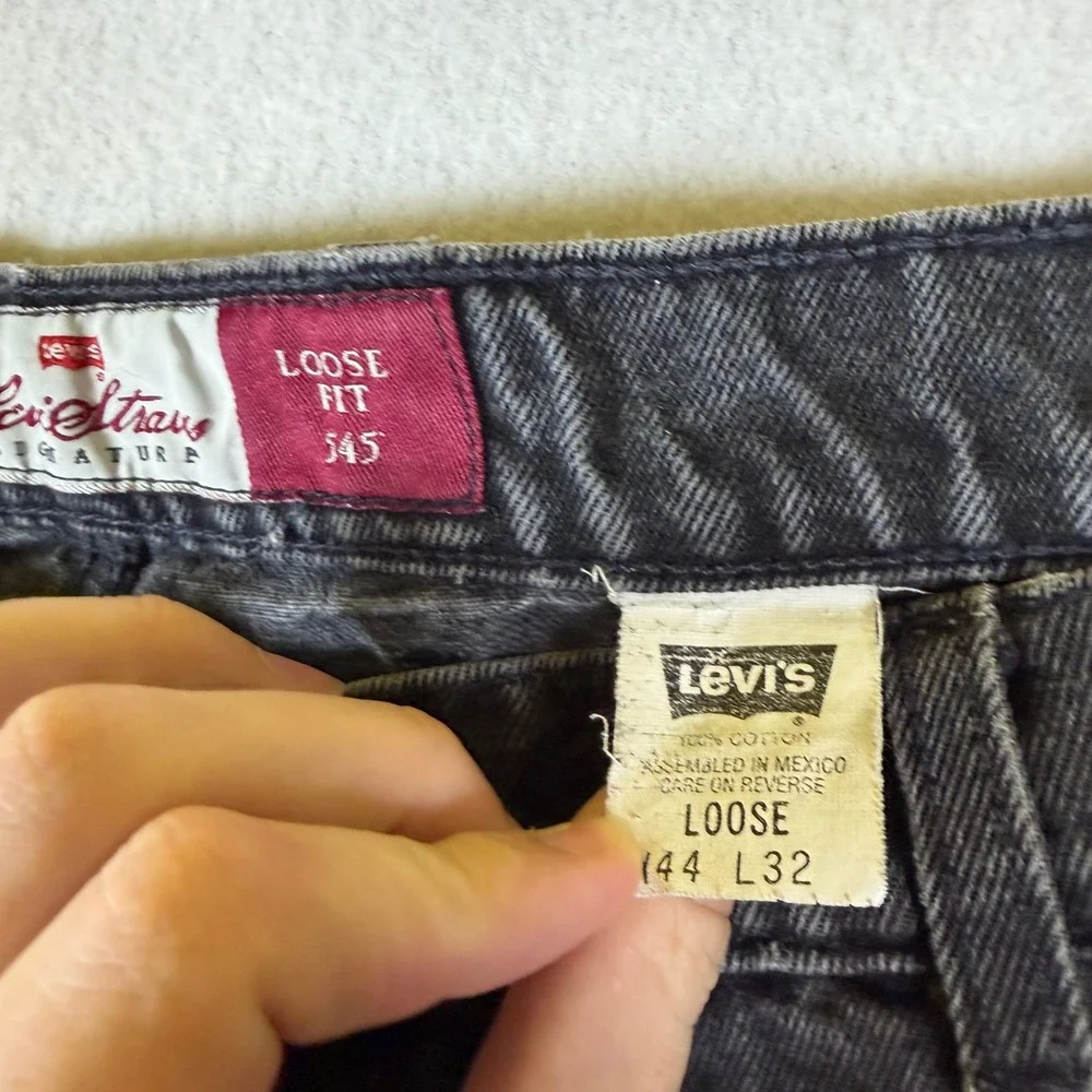 Levi Strauss Signature 545‎ Loose Fit Black Jeans Mens 44x32 Faded Denim Pants